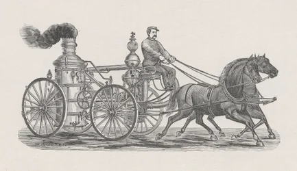 Illustrazione del motore antincendio R.A. Williams No.17, dal Report of the Board of Police, nel Fire Department, al Common Council della città di Chicago, pg. 60., 1872